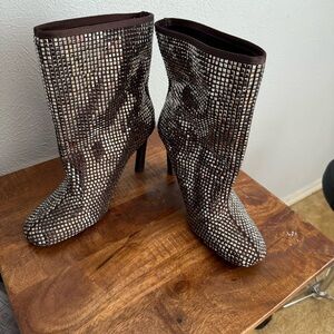 Zara Women's Glittering Black and Silver Heel  Boots it gives elegant look 7.5